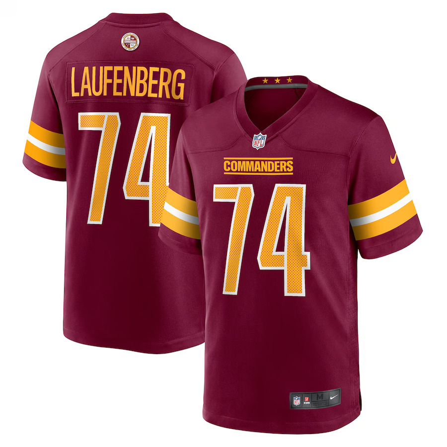 Men Washington Commanders 74 Nolan Laufenberg Nike Burgundy Game NFL Jersey